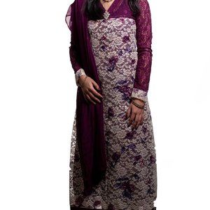 Printed Purple Lace Dress